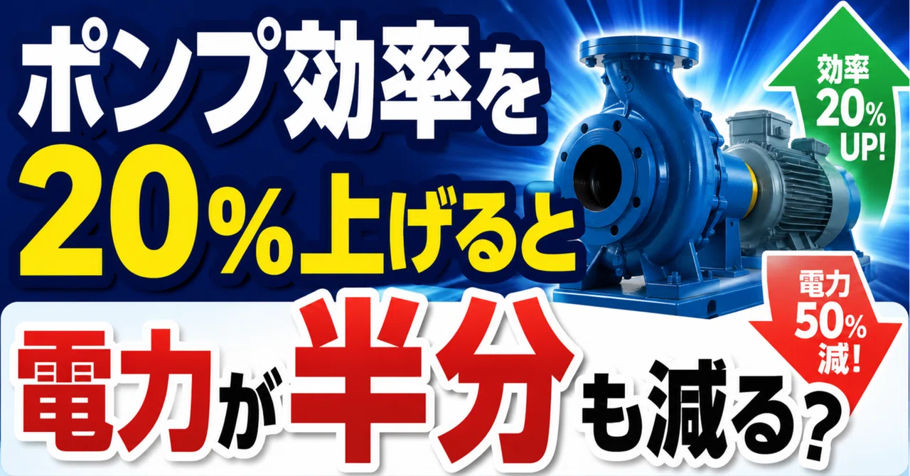 ポンプ効率を20%上げると電力が半分も減る？