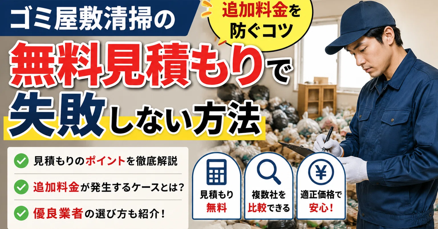 ゴミ屋敷清掃の無料見積もりで失敗しない方法｜追加料金を防ぐコツ｜不