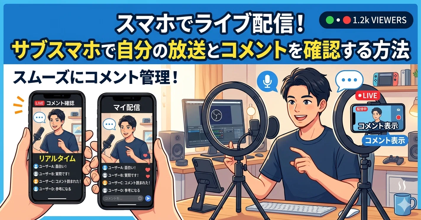2026年版:スマホでライブ配信してる時にサブスマホで自分の放送と
