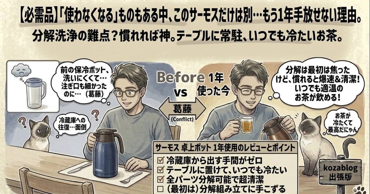 冷蔵庫を開ける回数が激減。1年以上愛用しているサーモスのケトルが 