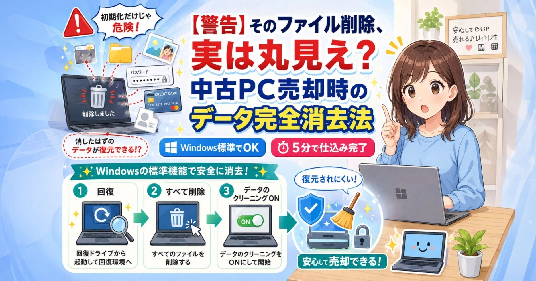警告】そのファイル削除、実は丸見え？中古PC売却時のデータ完全消去法