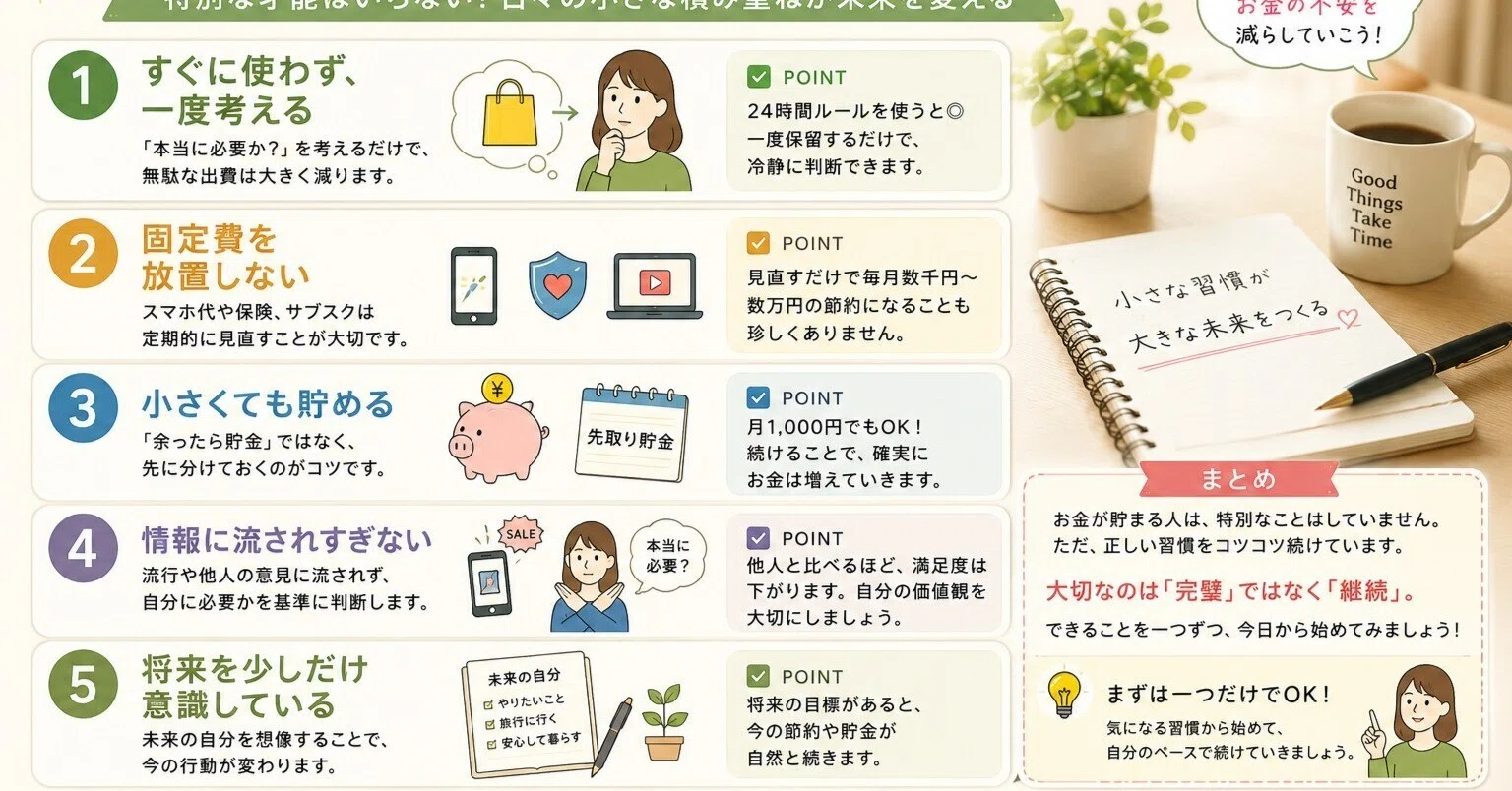 お金が貯まる人がやっている5つの習慣｜特別な才能はいらない」｜ravel