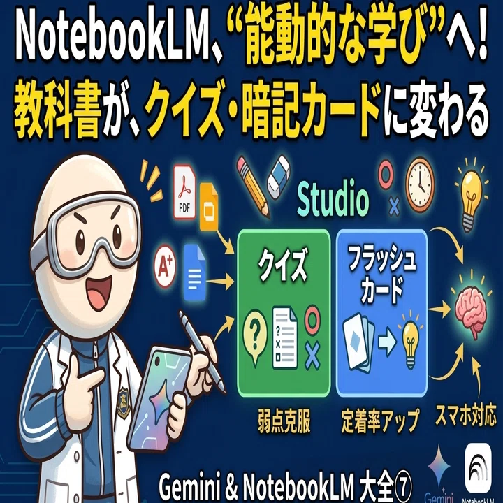 ＊kumi＊各ページにコメント下さい。　1001 Gemini & NotebookLM 大全⑦｜NotebookLMのStudio機能・前編 〜クイズ