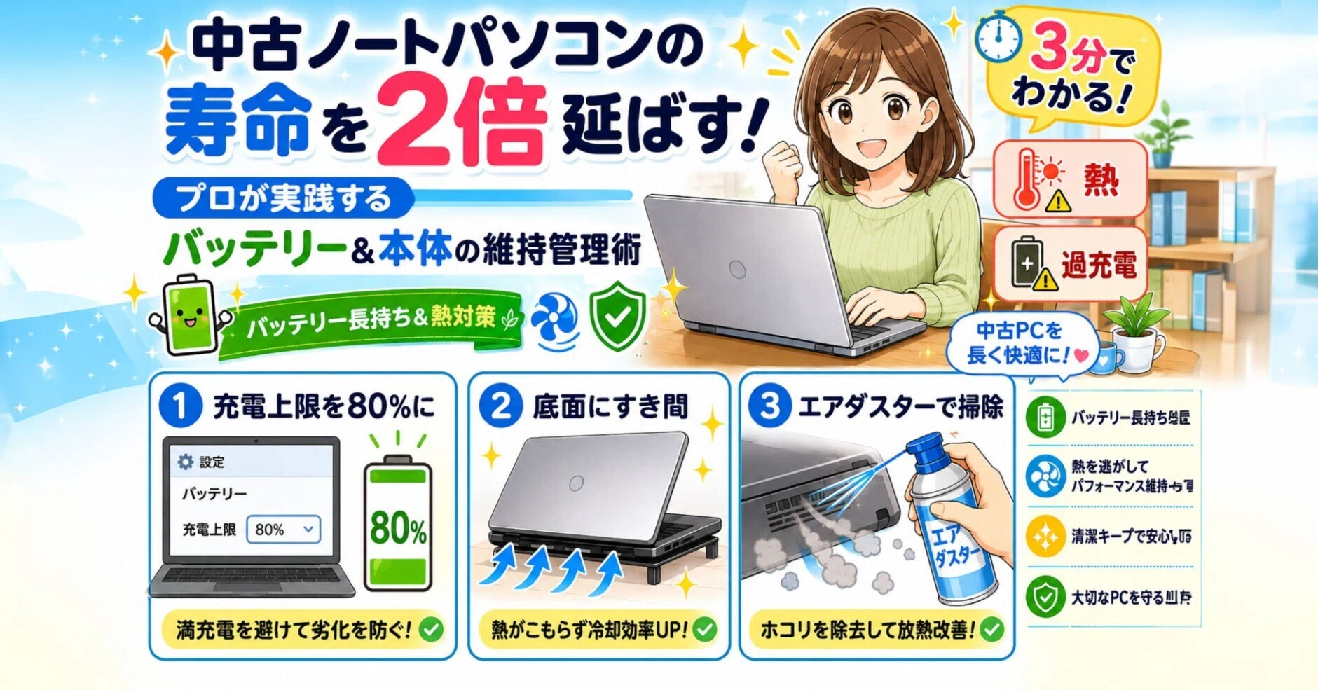 中古ノートパソコンの寿命を2倍延ばす！プロが実践するバッテリー