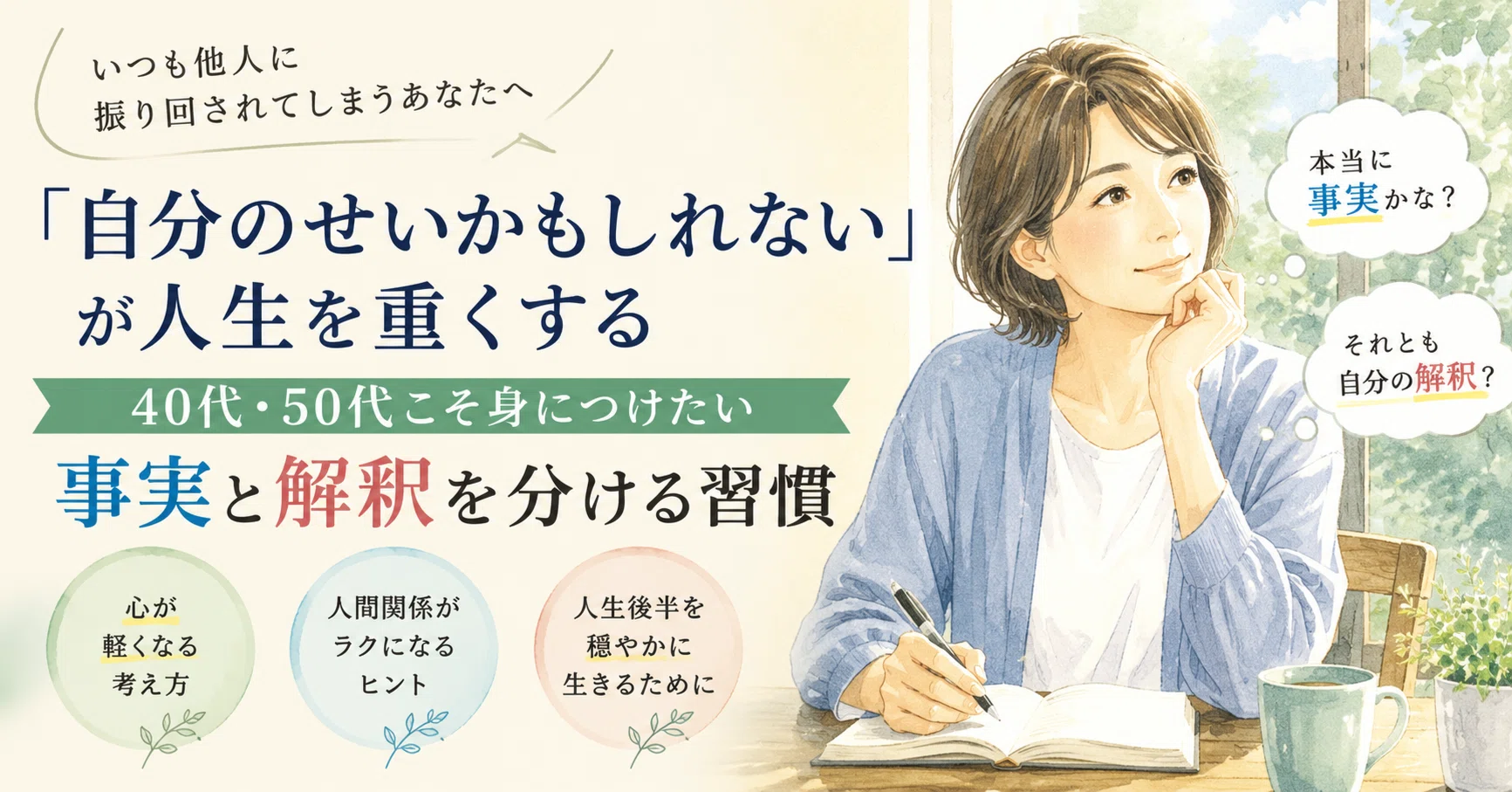 自分のせいかもしれない」が人生を重くする――40代・50代こそ身につけ