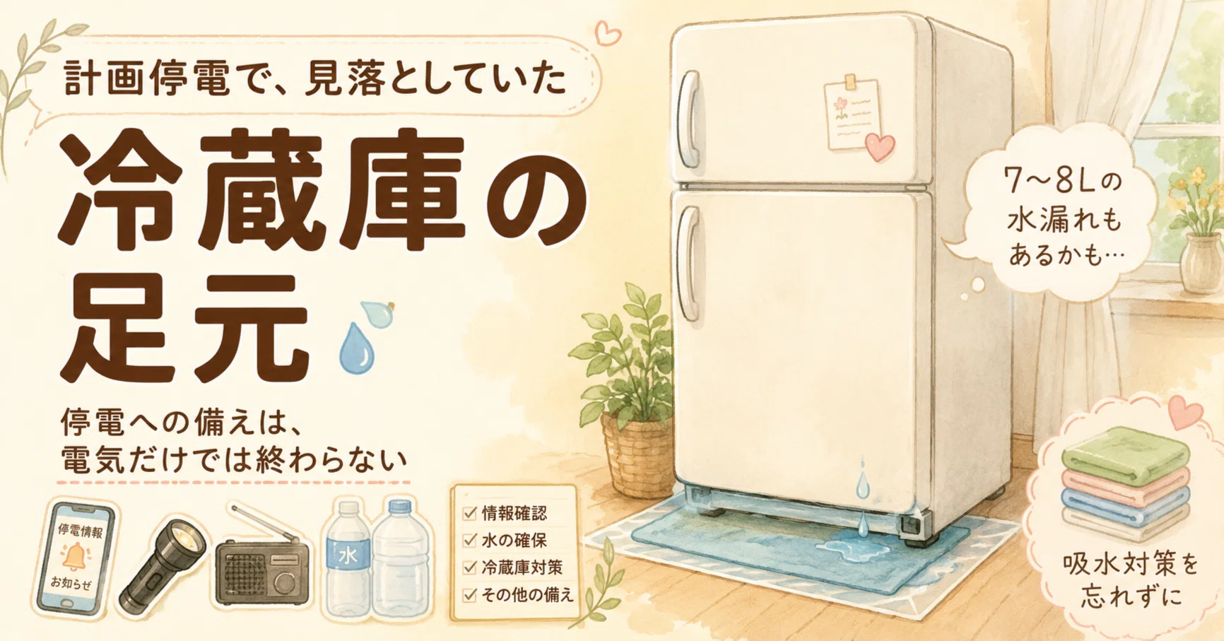 計画停電で、見落としていた冷蔵庫の足元｜やさしいノート