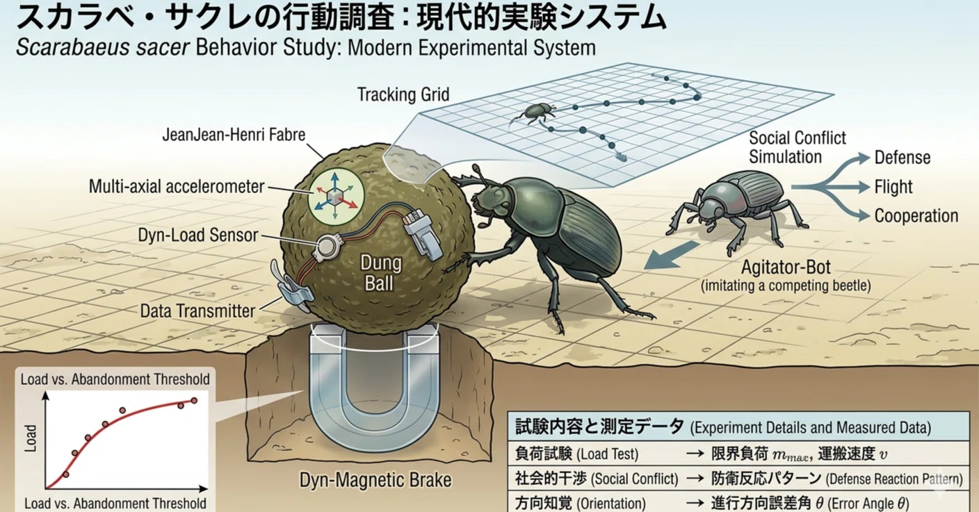 スカラベ・サクレ（フンコロガシ）の行動調査を実験にする。まずは実験