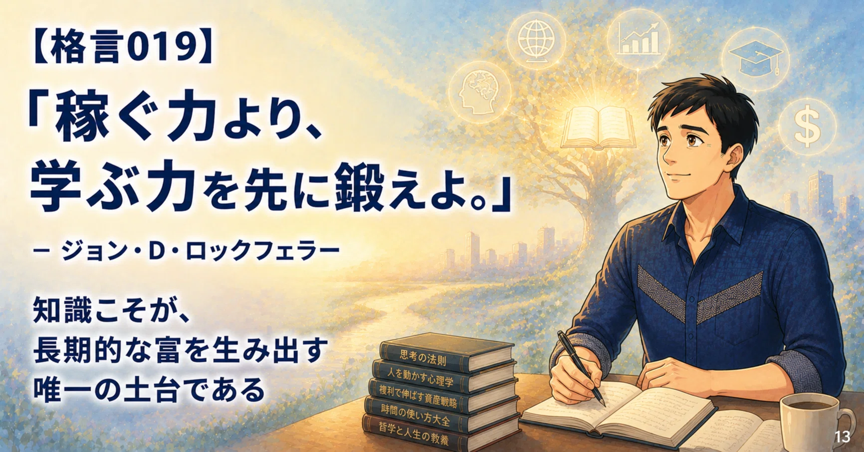 格言019】「稼ぐ力より、学ぶ力を先に鍛えよ。」― ジョン・D・ロック 