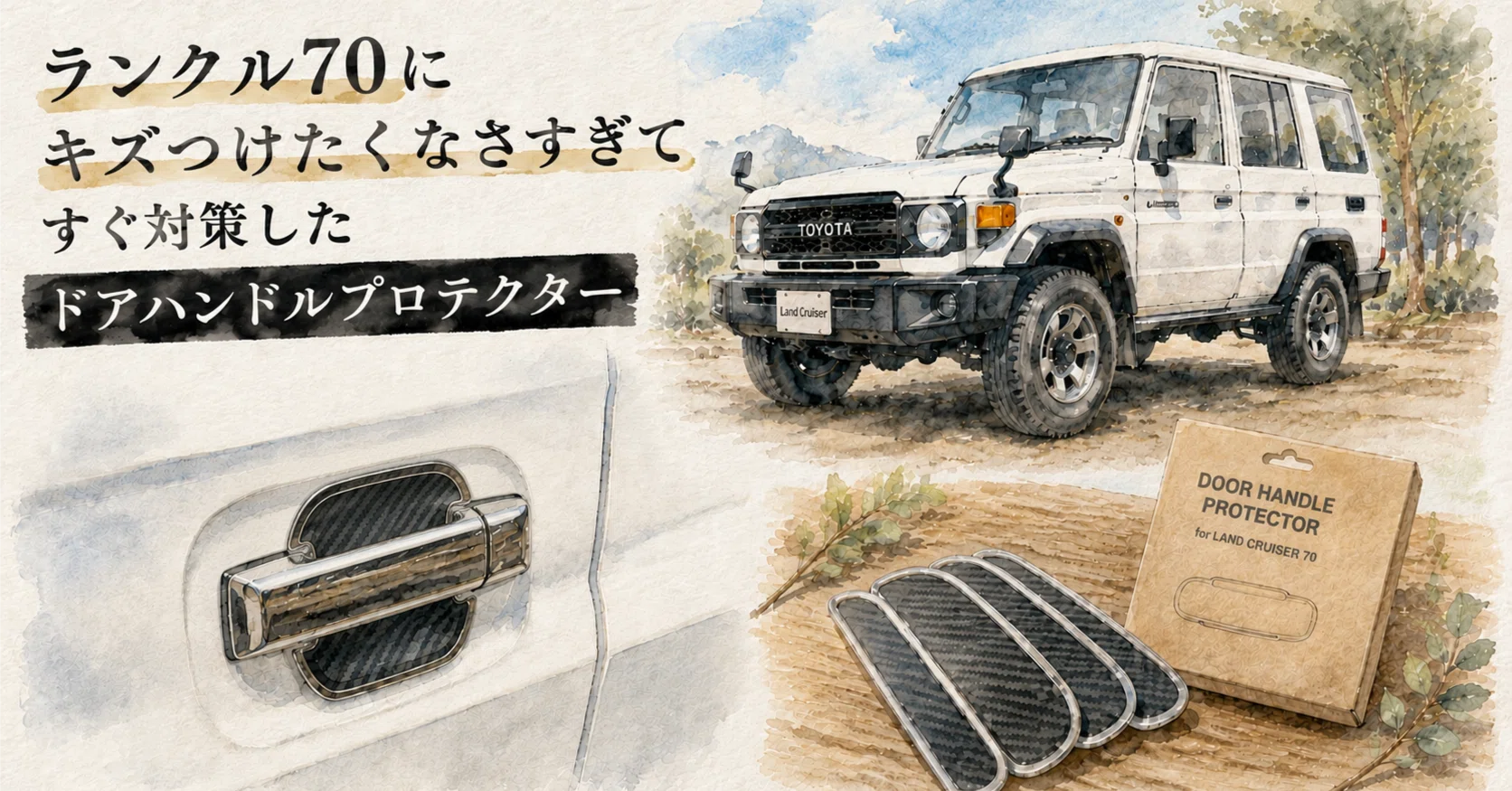 ランクル70にキズつけたくなさすぎてすぐ対策したドアハンドル