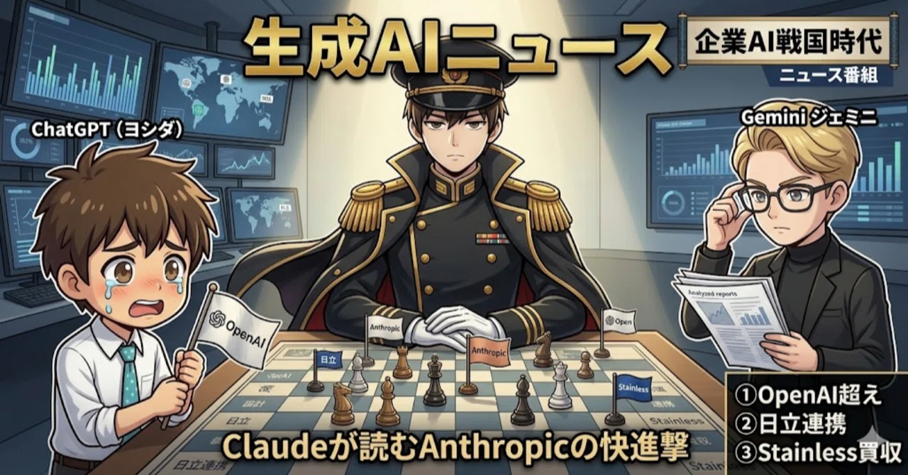 生成AIニュース Claudeが読むAnthropicの快進撃 OpenAI超え、日立連携