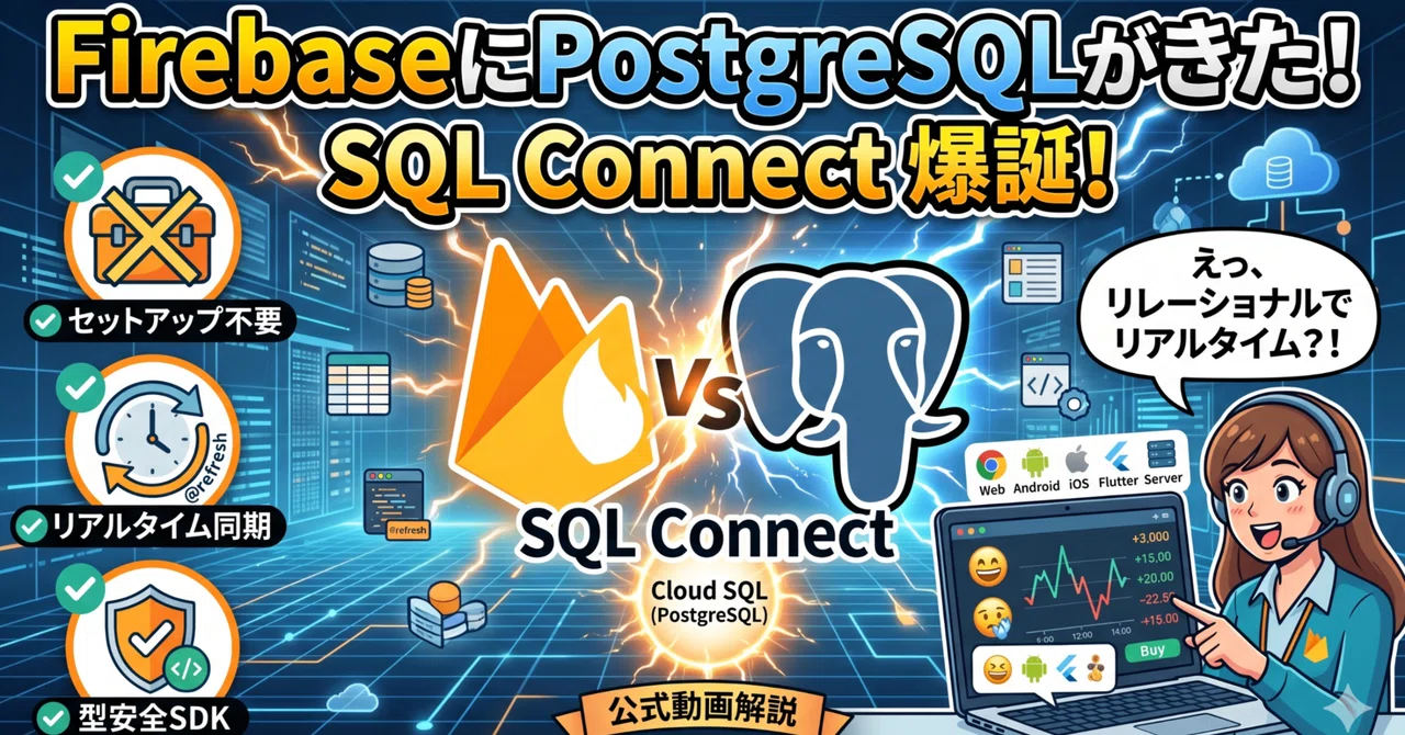 Firebase SQL Connect登場!セットアップ不要でPostgreSQLを活用したリアルタイム・リレーショナルアプリを爆速開発 ...