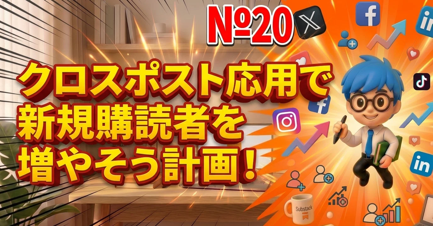はじめてのsubstack攻略日記№20 クロスポスト応用で新規購読者を増やそ