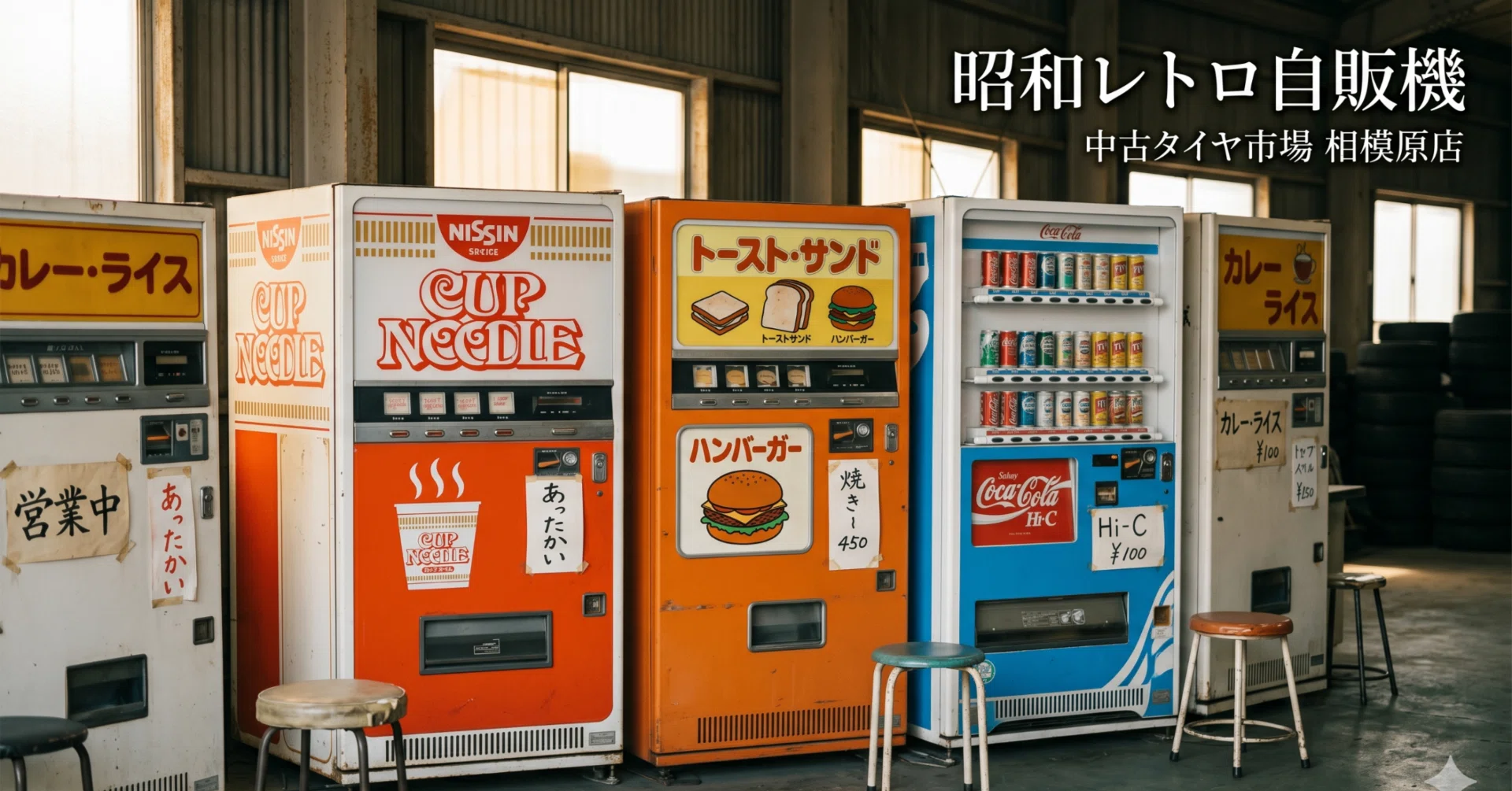 昭和レトロ自販機がエモすぎた｜中古タイヤ市場 相模原店に行ってきた