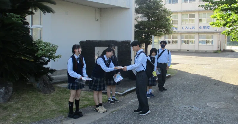 【新翔高校】自転車マナーアップ推進リーダー委嘱式を行いました。