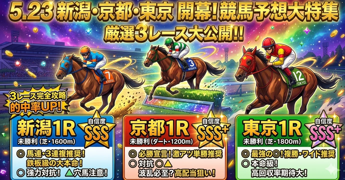 5.23 新潟1r 京都1r 東京1r🌟｜複勝男