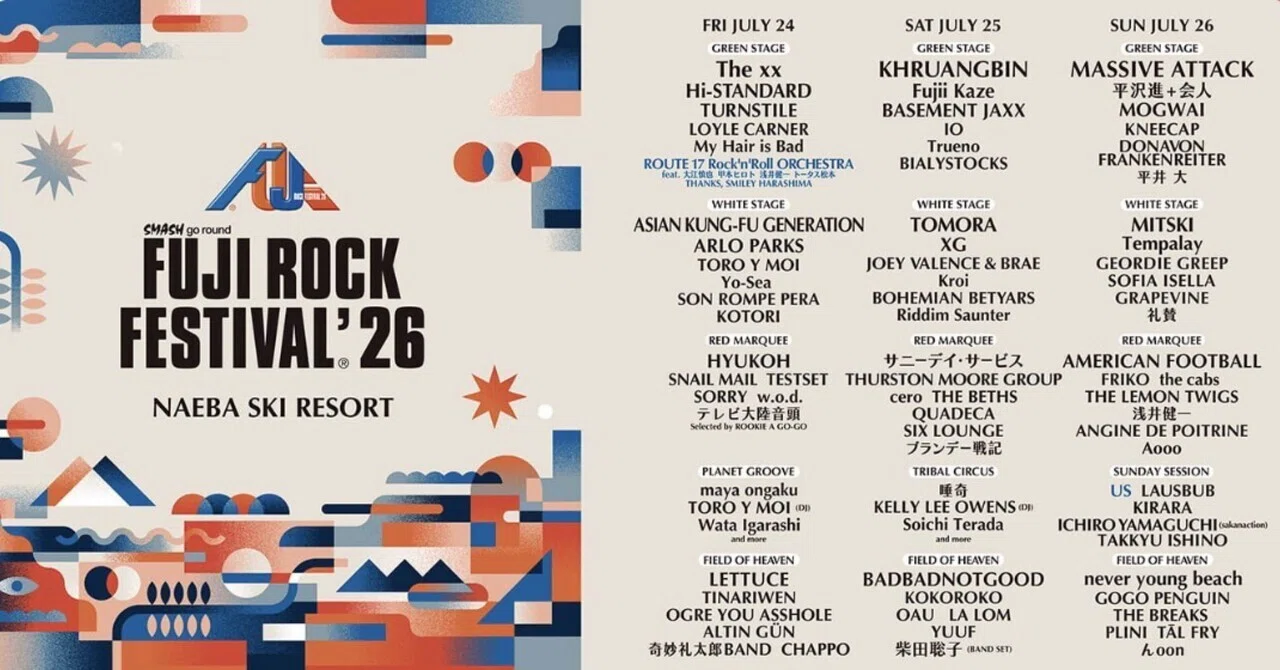 FUJIROCK'26 STAGE lineup｜ナナセ