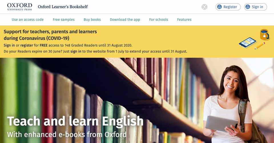 Oxford大学出版局の英語学習者向け教材が6月30日まで無料 8月31日まで