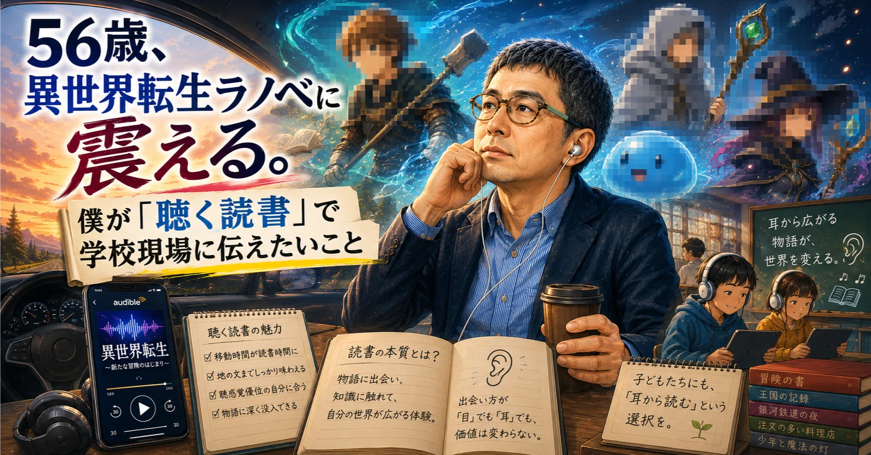 56歳、異世界転生ラノベに震える。僕が「聴く読書」で学校現場に伝え