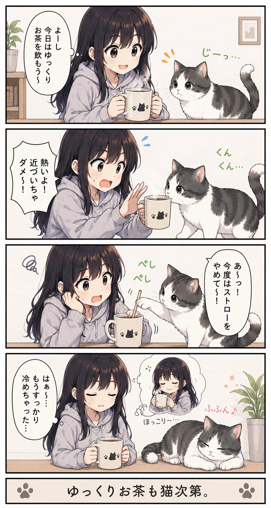 うちのねこ、天才!?」第70〜72話｜キャットフードの評価・ティータイム