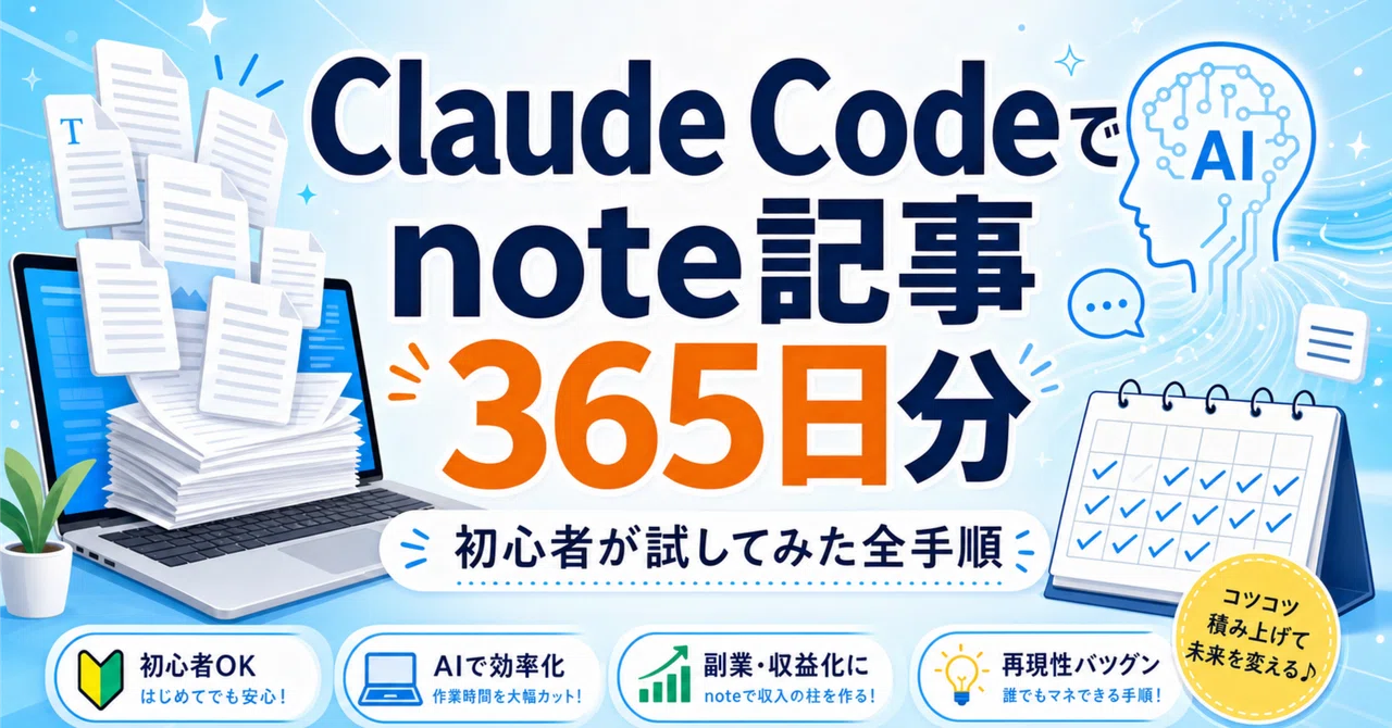 CLAUDE CODEを使えばNOTE有料記事が365日分作れる？初心者が試してみた