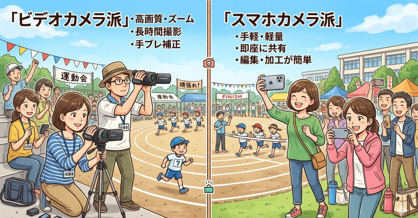 驚愕】運動会で「ビデオカメラ」を持ってる人が絶滅危惧種？！ 本当に