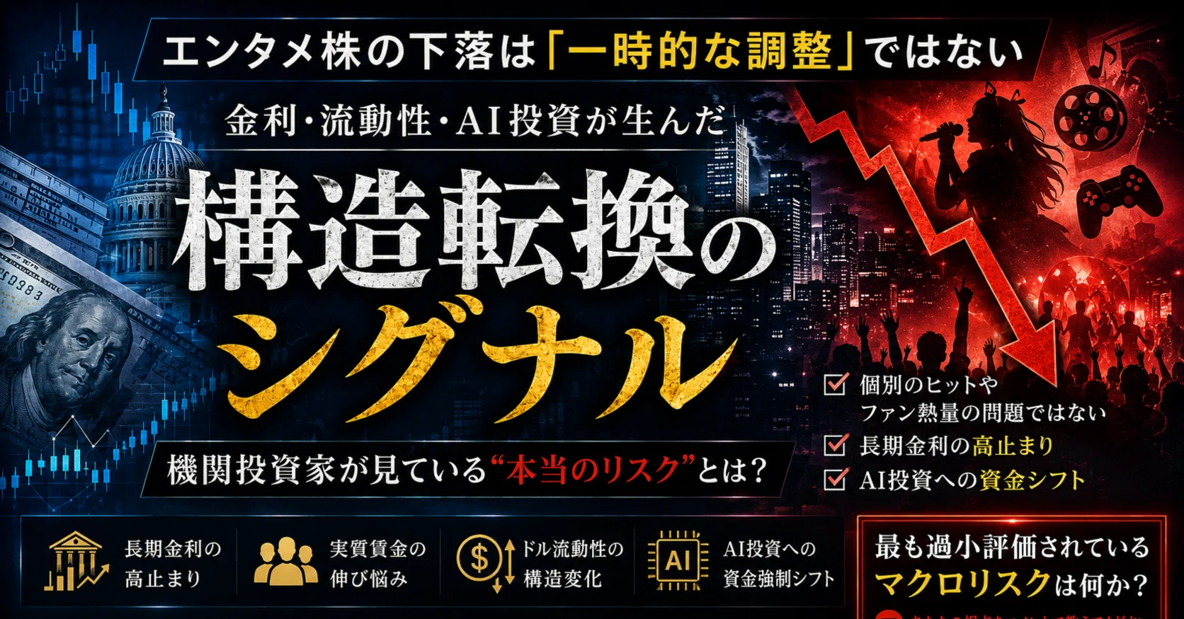 マクロ転換点】エンタメセクター急落の深層：流動性収縮と「可処分時間
