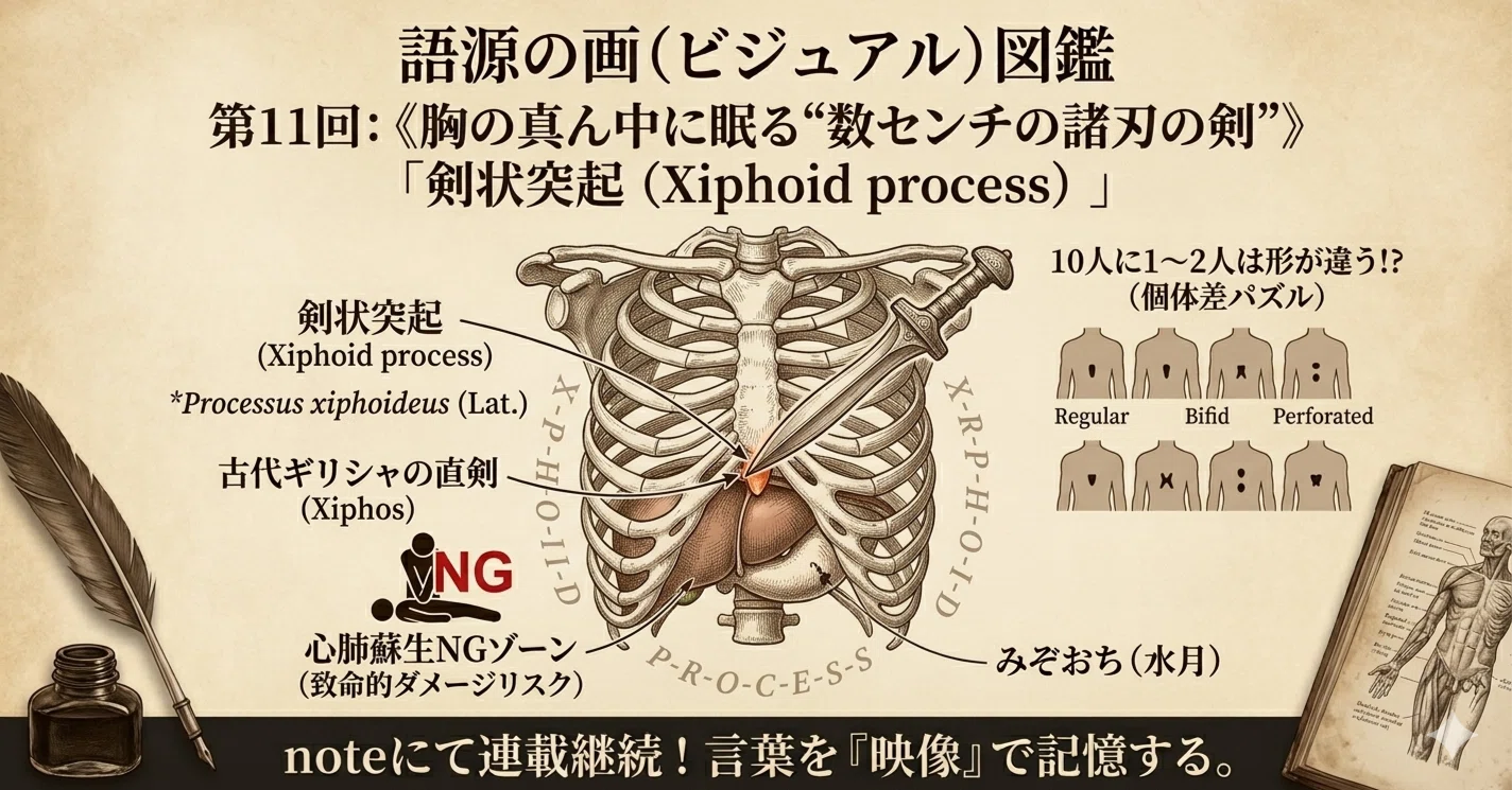 語源の画図鑑 第11回】：《胸の真ん中に眠る“数センチの諸刃の剣”》 10
