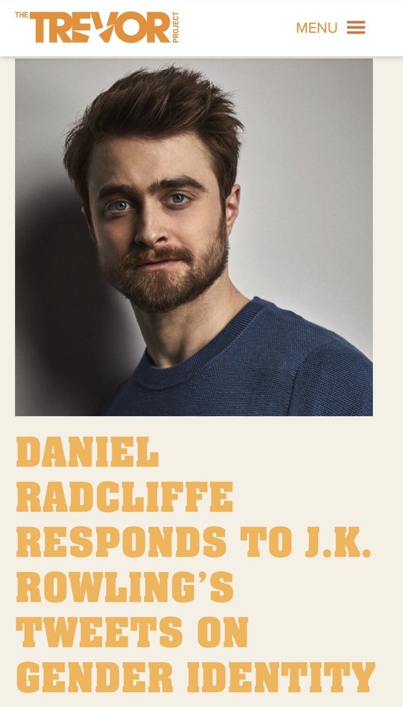J K ローリングの 反トランスジェンダー的 な発言に対するダニエル ラドクリフの言葉 Sangmin Ahn Note