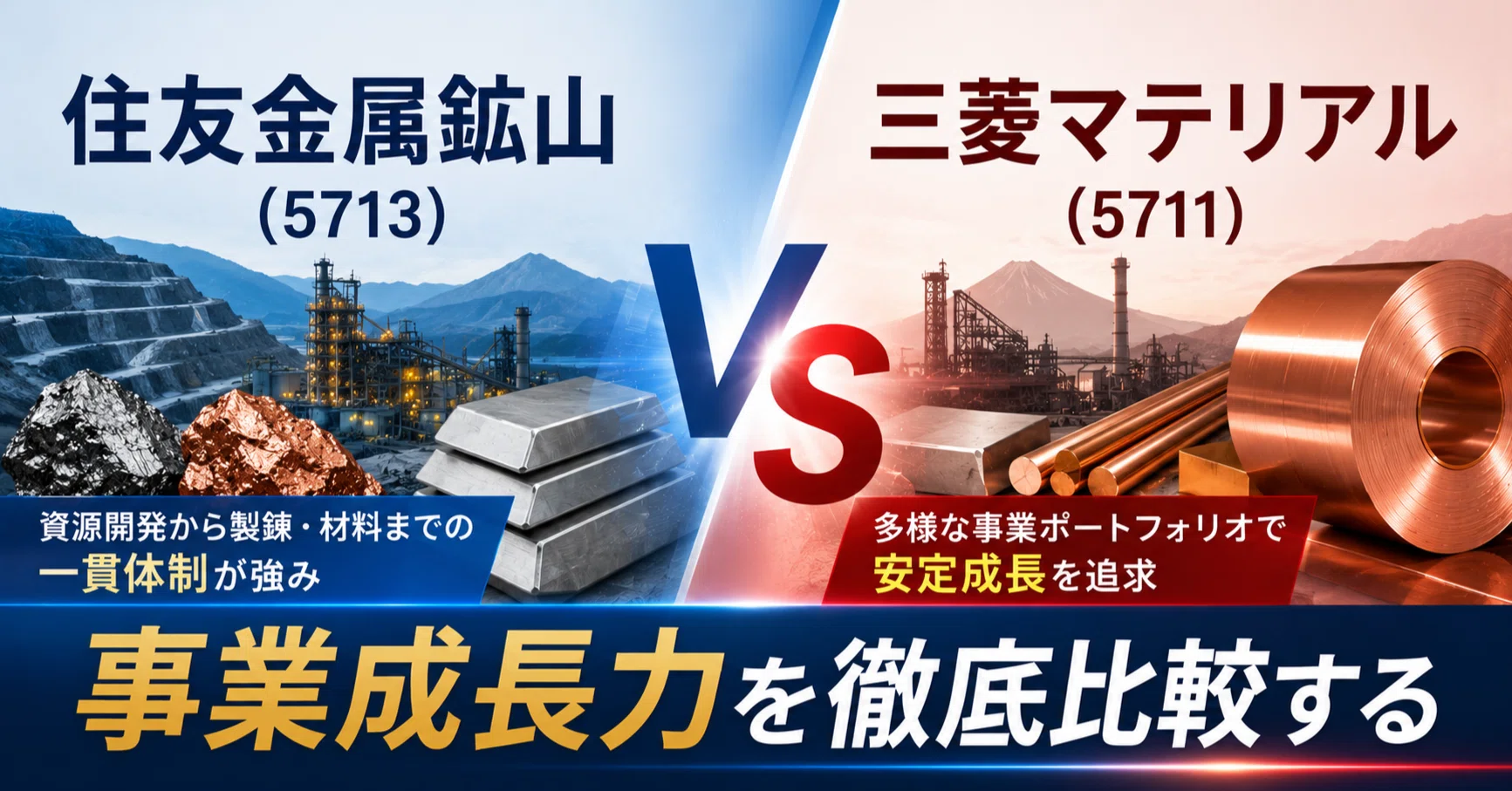 住友金属鉱山（5713）vs 三菱マテリアル（5711）— 事業成長力を徹底