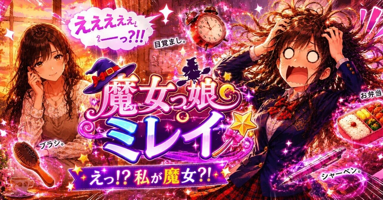 魔女っ娘ミレイ第2話 魔女っ娘ミレイ誕生‼️①魔女って秘密なの⁉️の巻