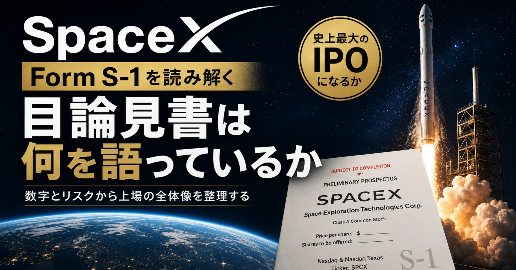 SpaceX の Form S-1 を読み解く — 史上最大の IPO、目論見書は何を語っ