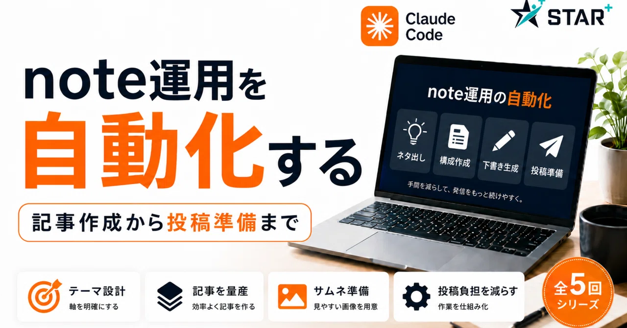 note運用を自動化する方法｜Claude Codeで記事作成から投稿準備まで｜Star Works