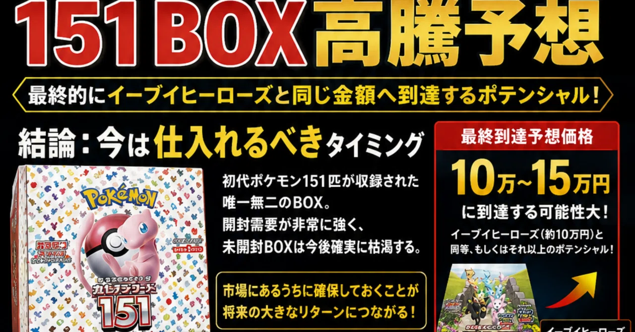 ポケカ投資】151BOX、まだ“入口”です。最終到達価格を本気で予想します