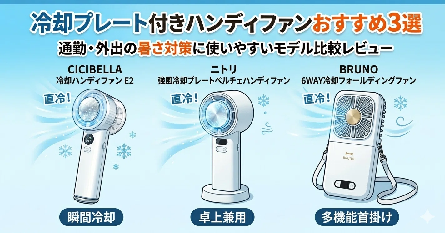 冷却プレート付きハンディファンおすすめ3選｜通勤・外出の暑さ対策に