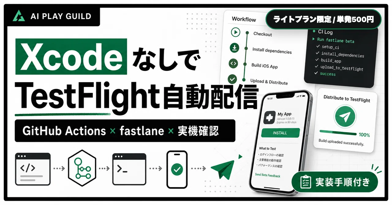 Xcodeを入れずにGitHub ActionsからTestFlightへ自動配信する実践手順