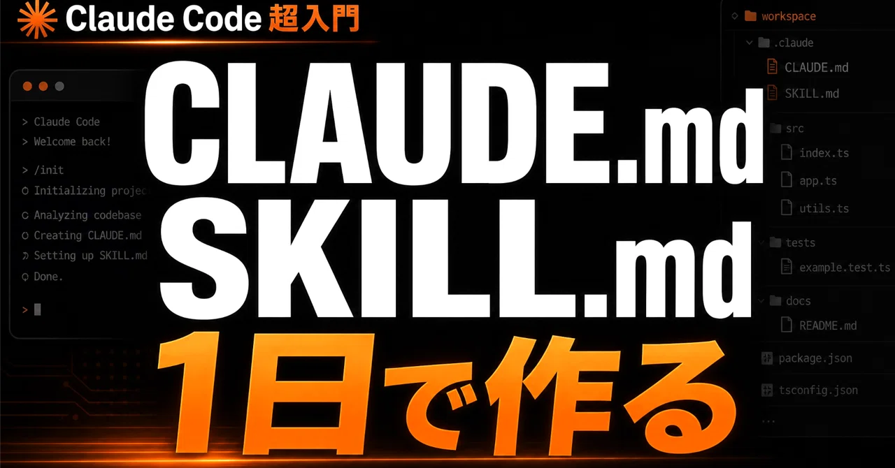 【超入門】Claude Codeの使い方〜初心者が1日でCLAUDE.mdとskillsを作る最短手順〜