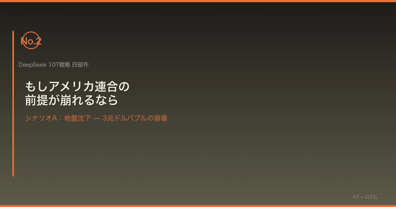 DeepSeek 10T戦略 四部作 第二部：もしアメリカ連合の前提が崩れるなら——シナリオA：地盤沈下