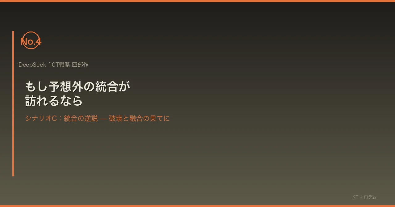 DeepSeek 10T戦略 四部作 第四部：もし予想外の統合が訪れるなら——シナリオC：統合の逆説
