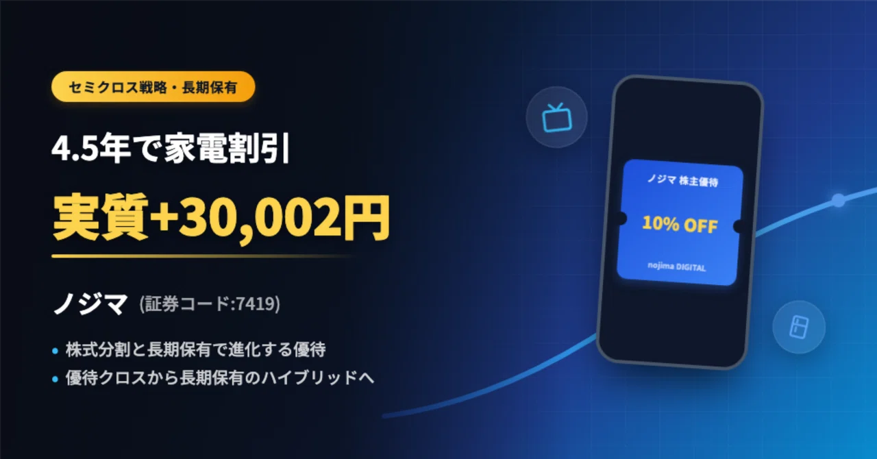 優待クロス4.5年実証】ノジマ（7419）で家電割引¥30,000を取り続けた話