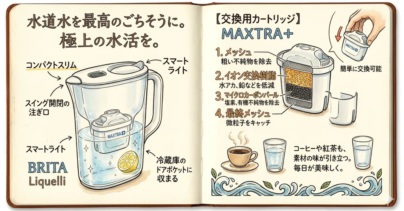 ポット型浄水器】水道水を最高のごちそうに。ブリタ「リクエリ」と