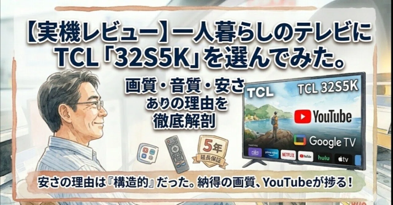 実機レビュー】一人暮らしのテレビにTCL「32S5K」を選んでみた。画質