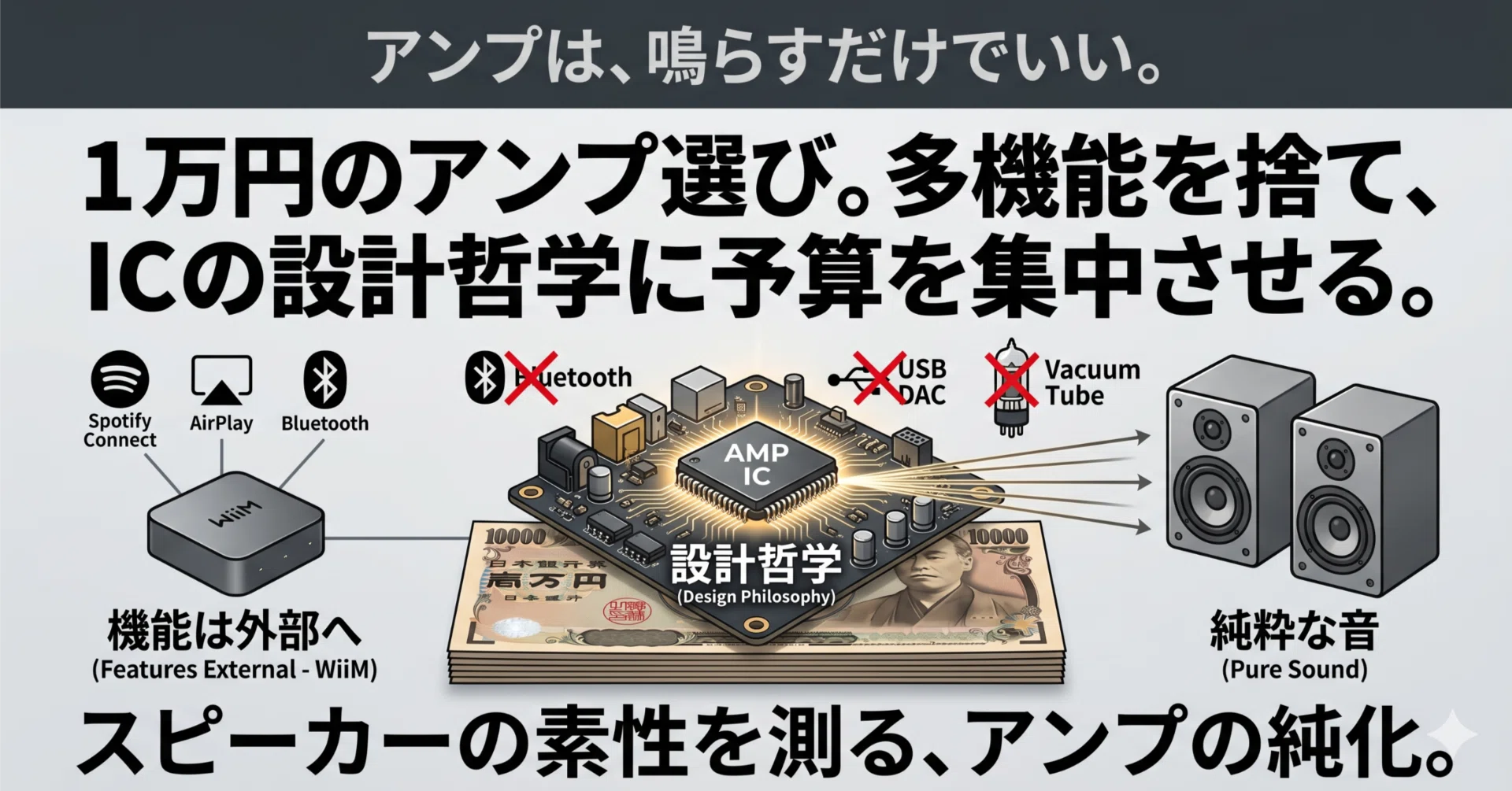 アンプ　ひかりさん専用 アンプICに、1万円を全部賭ける。アンプは鳴らす機能だけでいい