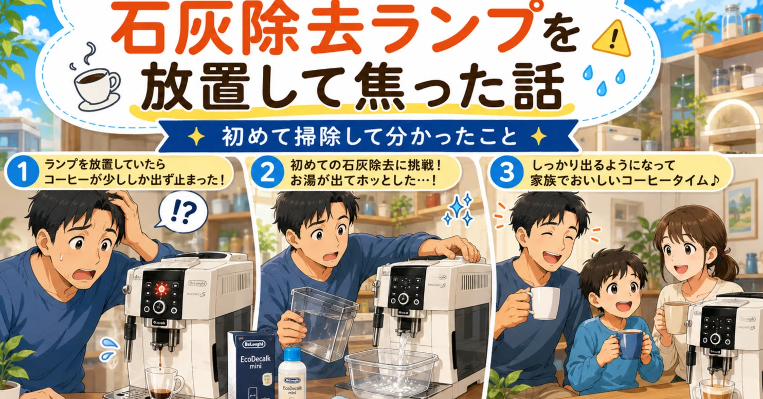 デロンギ マグニフィカSの石灰除去ランプを放置して焦った話｜初めて