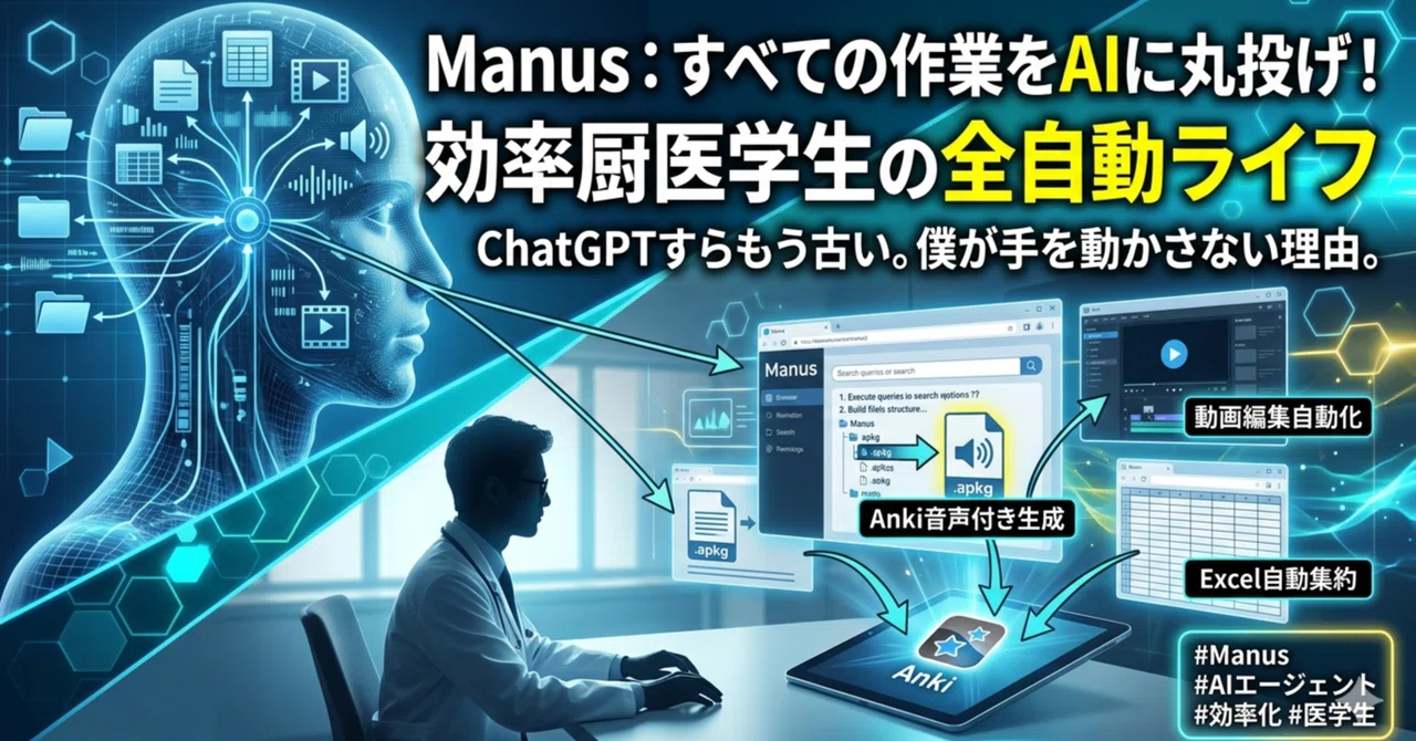 【作業の終焉】ChatGPTすらもう古い。すべての作業をAIに丸投げして「指示役」に徹する、自律型AI「Manus」の衝撃。