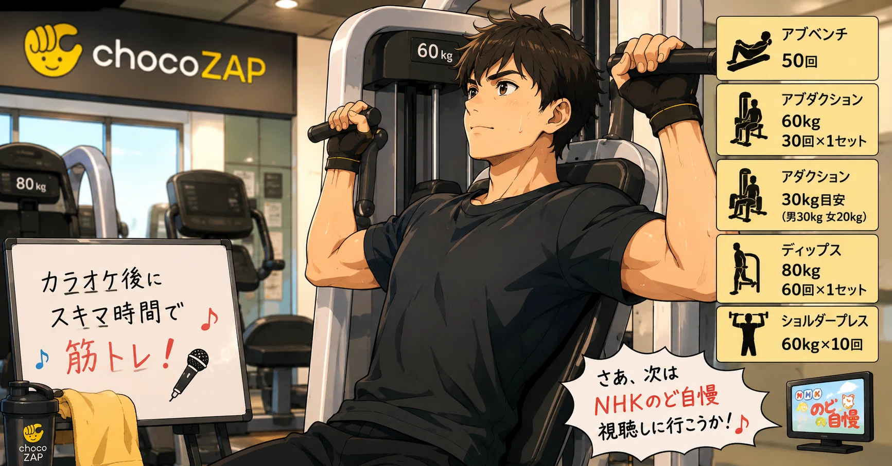 筋トレ】カラオケ後のスキマ時間で、そのまま筋トレへ💪🎤｜ノノサン