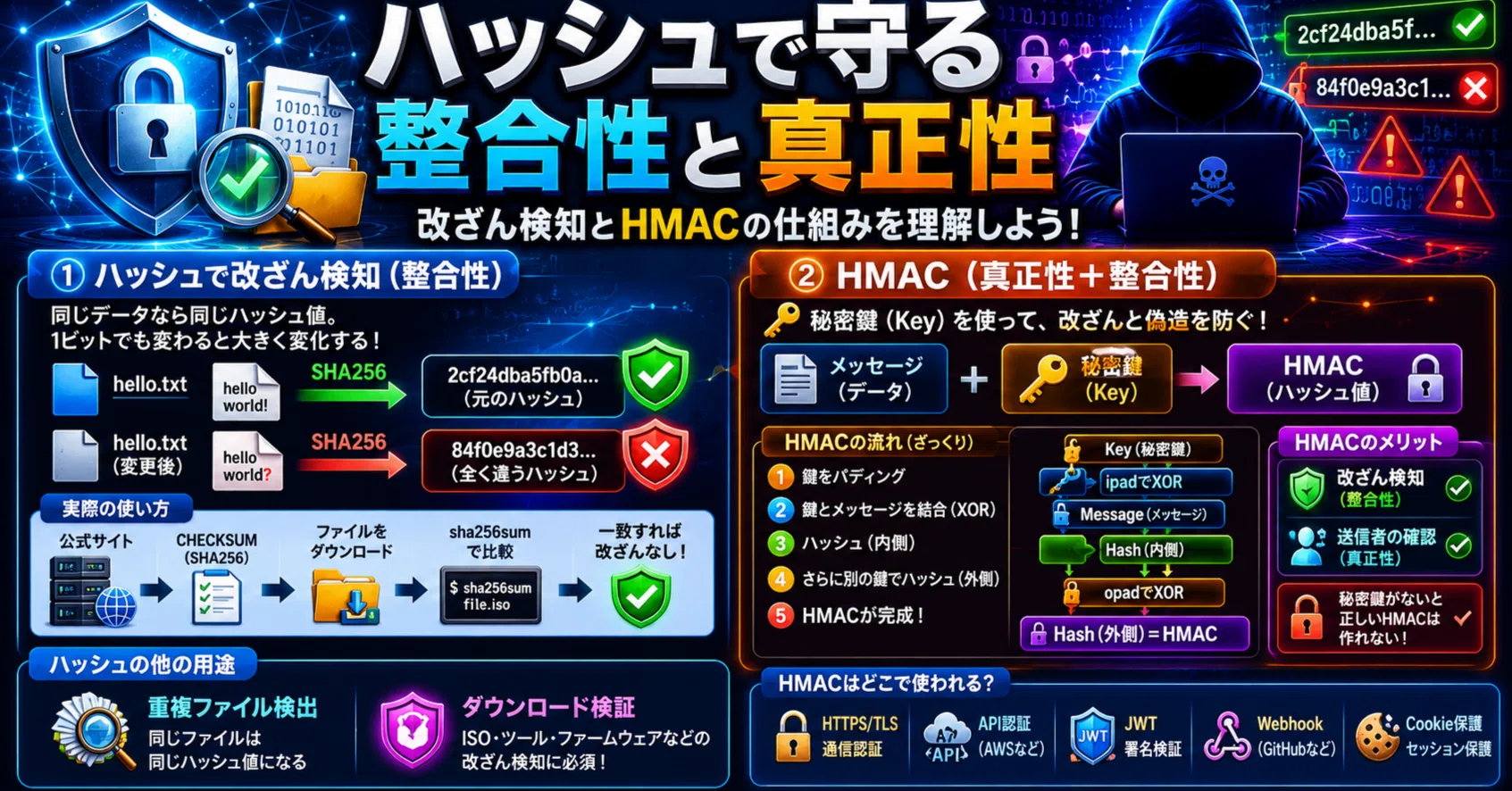 ハッシュによる改ざん検知と HMAC 入門｜まことのこと研究所