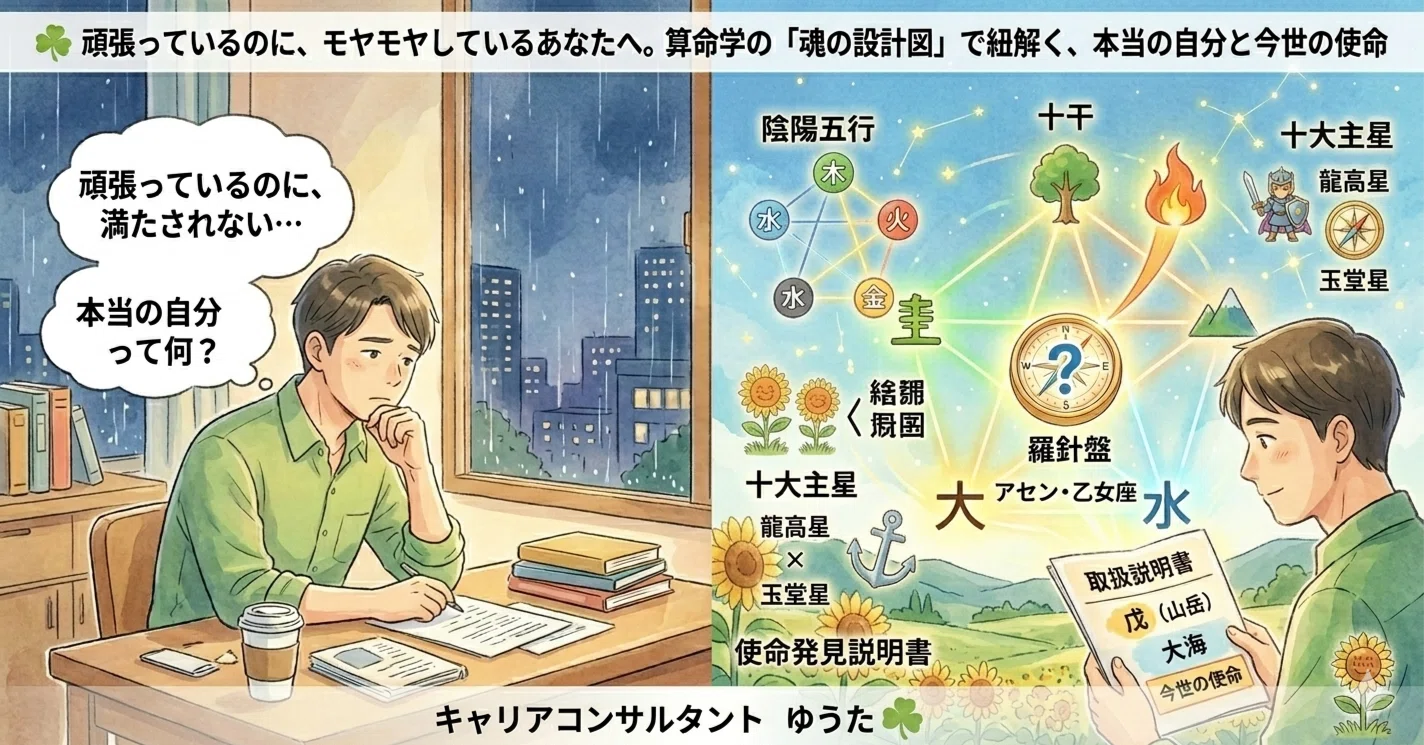 ☘️頑張っているのに、モヤモヤしているあなたへ。算命学の「魂の設計