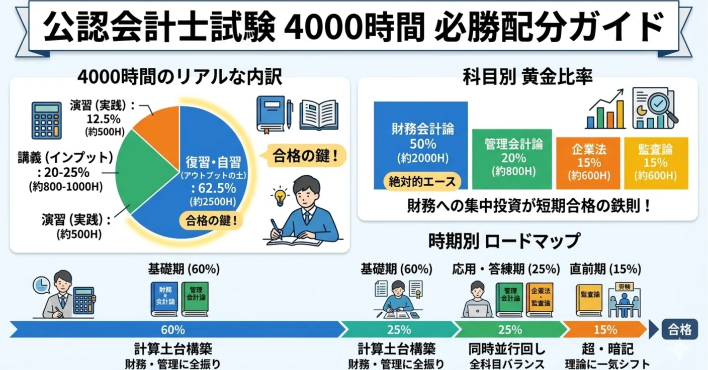 総勉強時間4000時間！公認会計士試験の必勝配分法｜マド〜社会人公認 