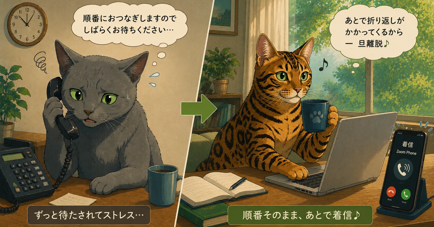 Zoom Phone】コールキューのコールバックで待ち時間の案内ができるよう
