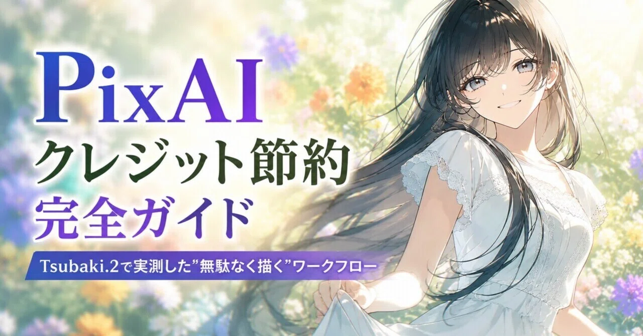 PixAI クレジット節約完全ガイド｜Tsubaki.2で実測した”無駄なく描く
